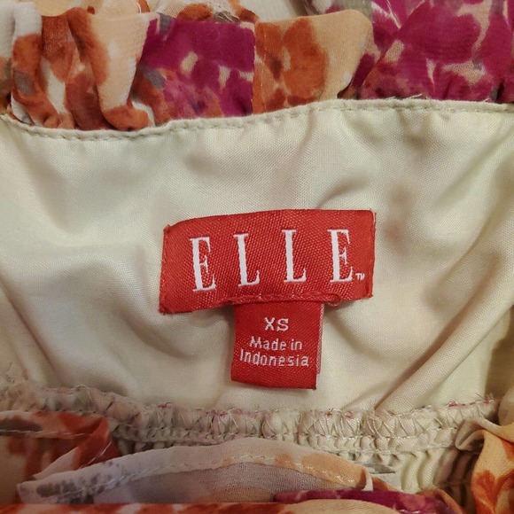 Elle Women's Maxi Dress Size XS Peach Floral Thin Strap Smock V-neck Lined - Picture 5 of 10